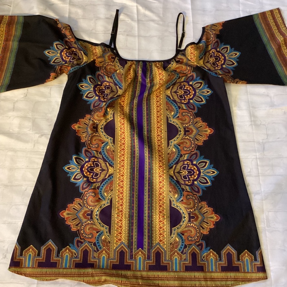 COL SHOULDER SPAGHETTI STRAP DRESS ( SIZE: XL)